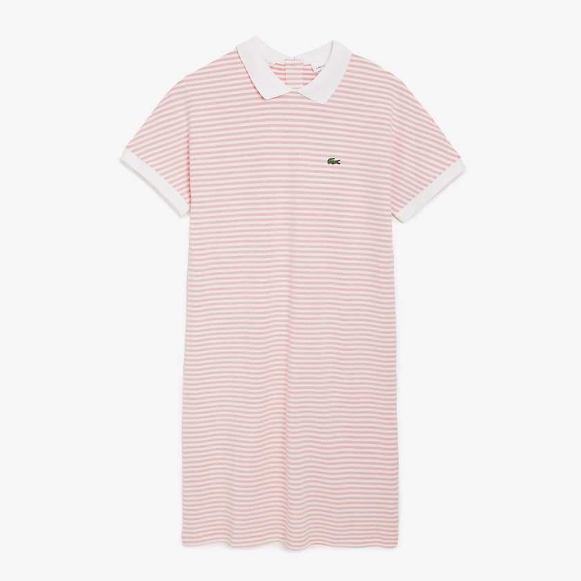 Vestido Polo Vermelhas Branco Feminino Lacoste Striped HN8-85558I2