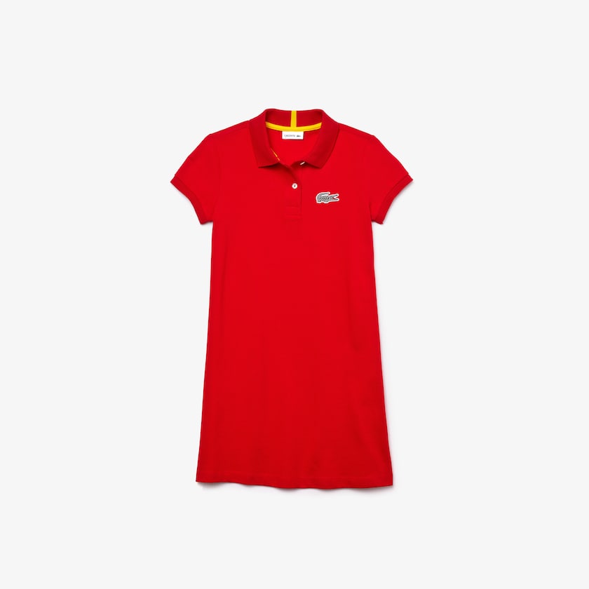 Vestido Polo Vermelhas Branco Criança Lacoste x National Geographic Cotton Piqué DU0-29532R9