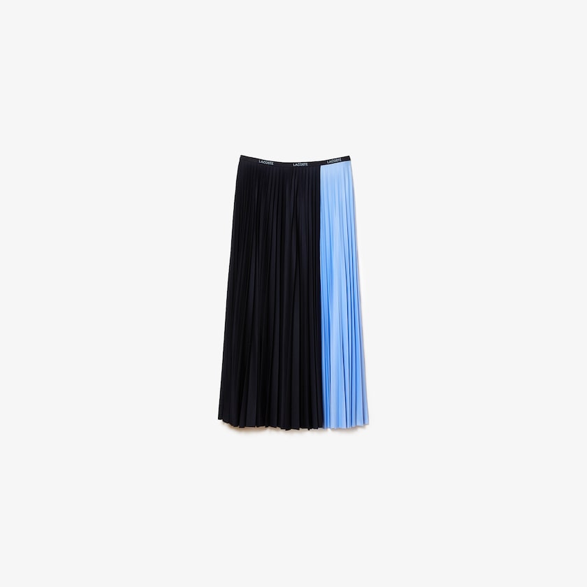 Saias Azul Marinho Azuis Azuis Feminino Lacoste Colorblock Midi Pleated HX4-56455O4