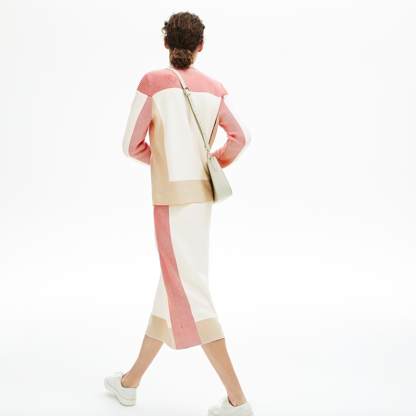 Saias Branco Luz Marrom Vermelhas Feminino Lacoste Colorblock Pencil KU0-18831E3