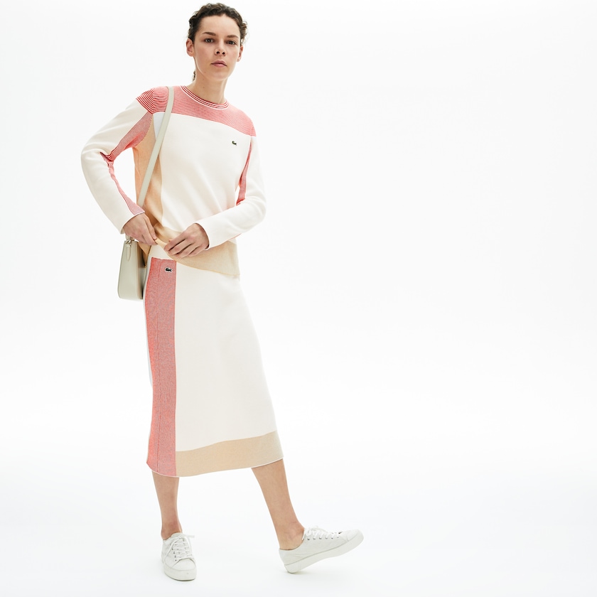 Saias Branco Luz Marrom Vermelhas Feminino Lacoste Colorblock Pencil KU0-18831E3