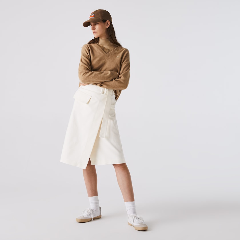 Saias Branco Feminino Lacoste Cotton And Wool Wrap FZ0-21052B7