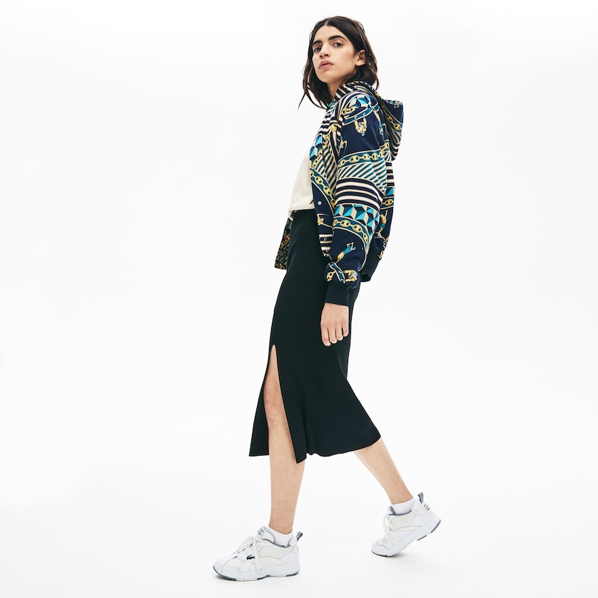 Saias Pretas Feminino Lacoste LIVE Slit-Front Knit YJ0-66176D1