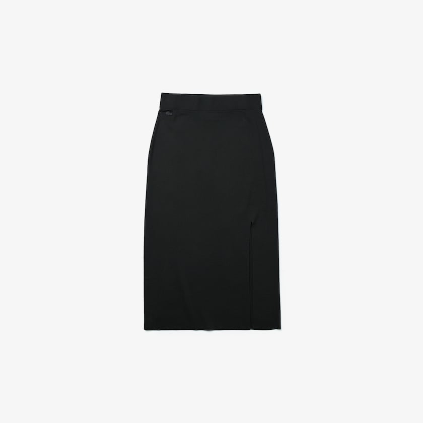 Saias Pretas Feminino Lacoste LIVE Slit-Front Knit YJ0-66176D1