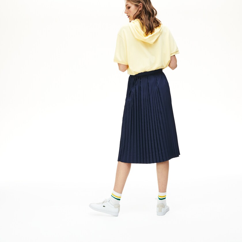 Saias Azul Marinho Azuis Feminino Lacoste Mid-Length Pleated RH1-90189N7