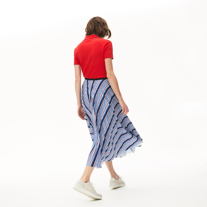 Saias Roxo Azul Marinho Azuis Branco Vermelhas Feminino Lacoste MultiColor Striped Pleated VF7-29482P4