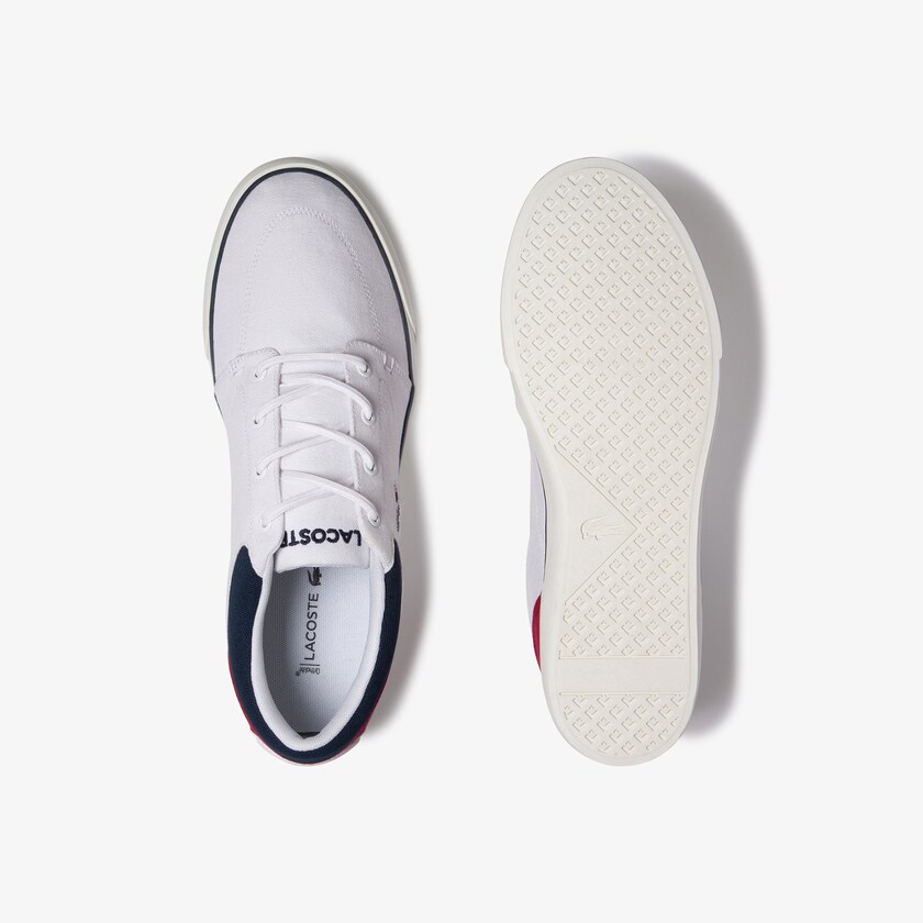 Sapatilhas Branco Azul Marinho Vermelhas Masculino Lacoste Bayliss Canvas ED3-24602D7