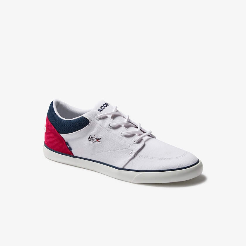Sapatilhas Branco Azul Marinho Vermelhas Masculino Lacoste Bayliss Canvas ED3-24602D7