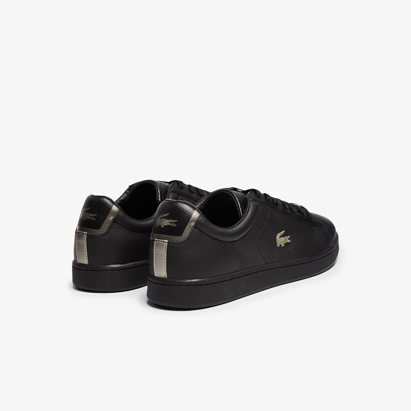 Sapatilhas Pretas Masculino Lacoste Carnaby Evo Leather Platinum Detailing WW7-77387A2