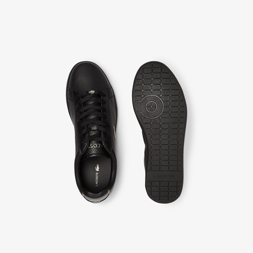 Sapatilhas Pretas Masculino Lacoste Carnaby Evo Leather Platinum Detailing WW7-77387A2