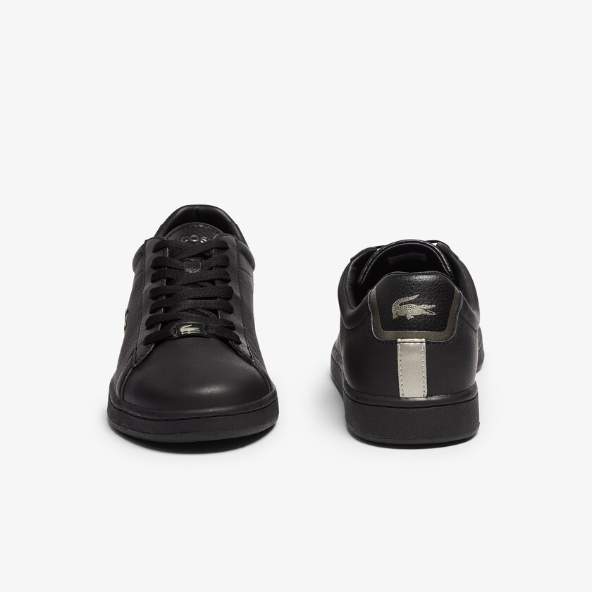 Sapatilhas Pretas Masculino Lacoste Carnaby Evo Leather Platinum Detailing WW7-77387A2