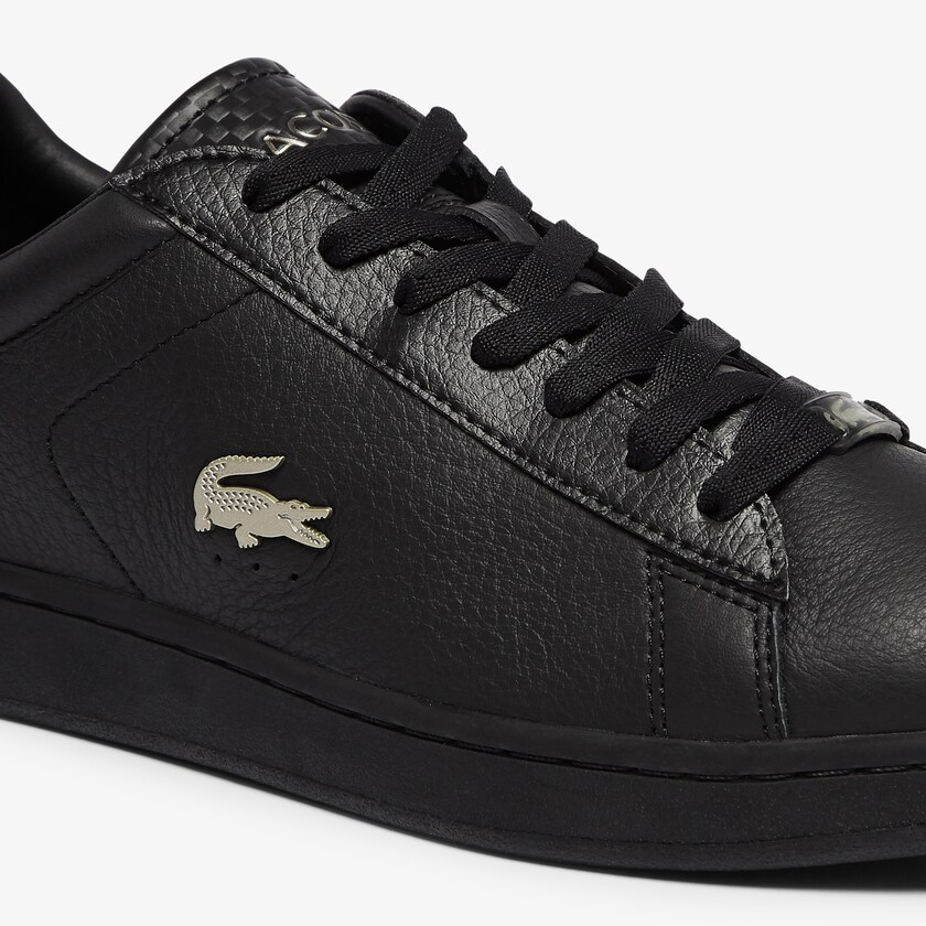 Sapatilhas Pretas Masculino Lacoste Carnaby Evo Leather Platinum Detailing WW7-77387A2