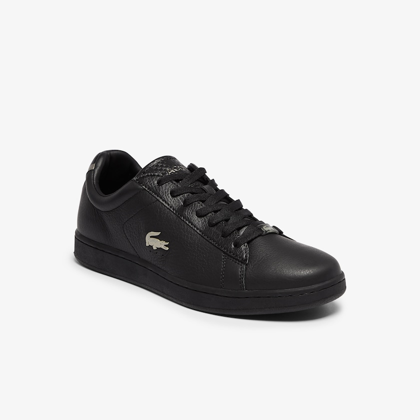 Sapatilhas Pretas Masculino Lacoste Carnaby Evo Leather Platinum Detailing WW7-77387A2