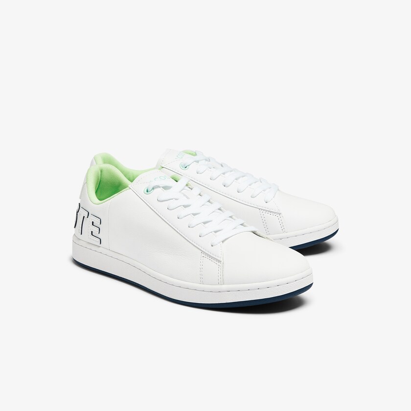 Sapatilhas Branco Azul Marinho Masculino Lacoste Carnaby Evo Leather and Citrus Accent BQ8-53745D7