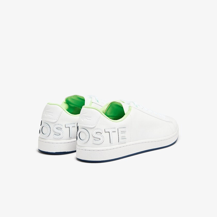 Sapatilhas Branco Azul Marinho Masculino Lacoste Carnaby Evo Leather and Citrus Accent BQ8-53745D7