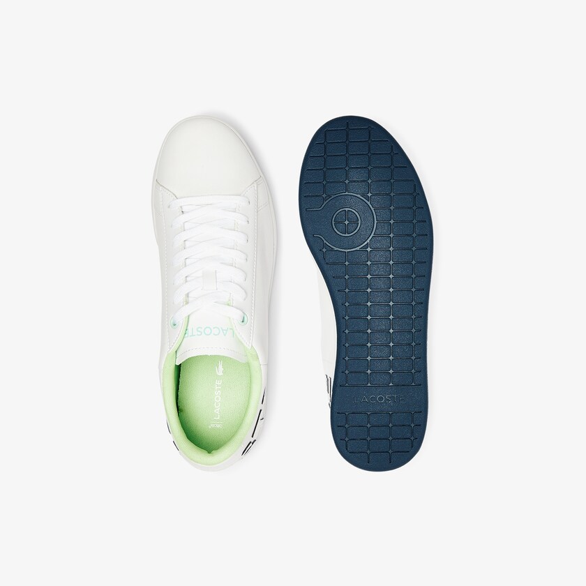 Sapatilhas Branco Azul Marinho Masculino Lacoste Carnaby Evo Leather and Citrus Accent BQ8-53745D7