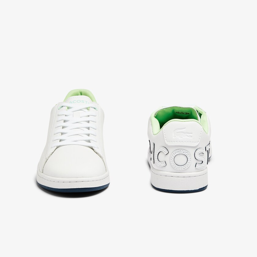 Sapatilhas Branco Azul Marinho Masculino Lacoste Carnaby Evo Leather and Citrus Accent BQ8-53745D7