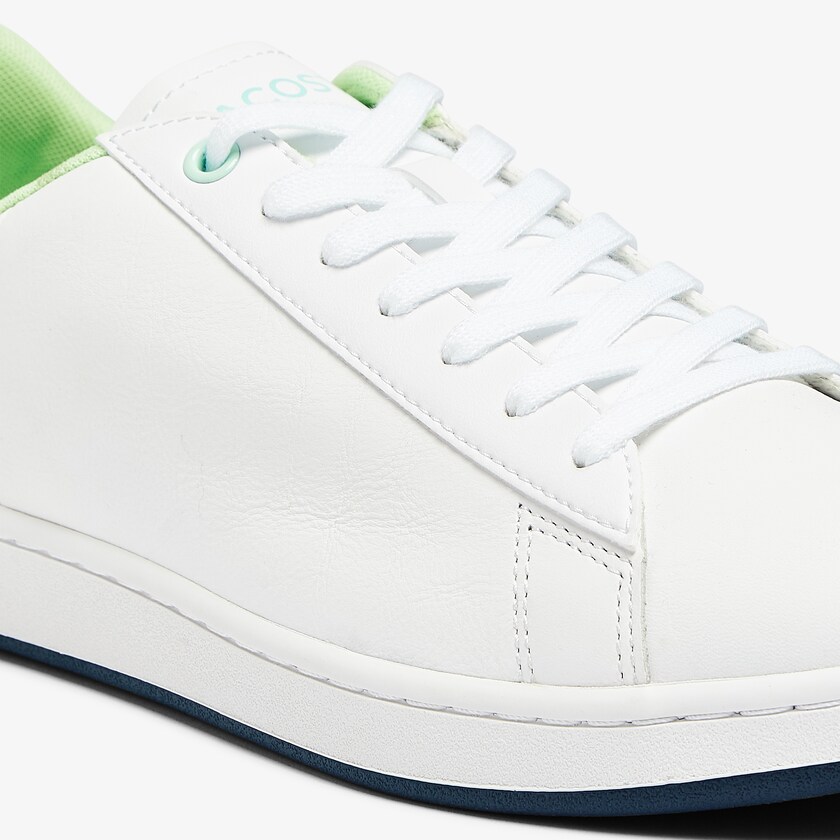 Sapatilhas Branco Azul Marinho Masculino Lacoste Carnaby Evo Leather and Citrus Accent BQ8-53745D7