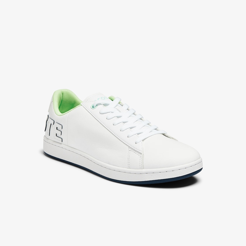 Sapatilhas Branco Azul Marinho Masculino Lacoste Carnaby Evo Leather and Citrus Accent BQ8-53745D7