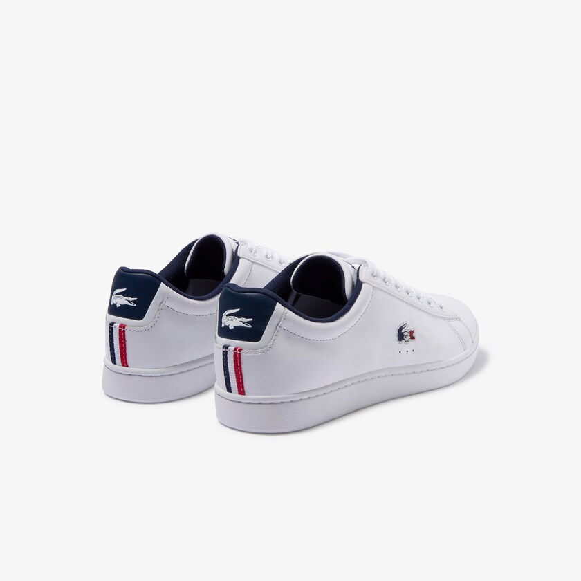 Sapatilhas Branco Azul Marinho Vermelhas Masculino Lacoste Carnaby Evo Leather and Synthetic KN2-14331N5