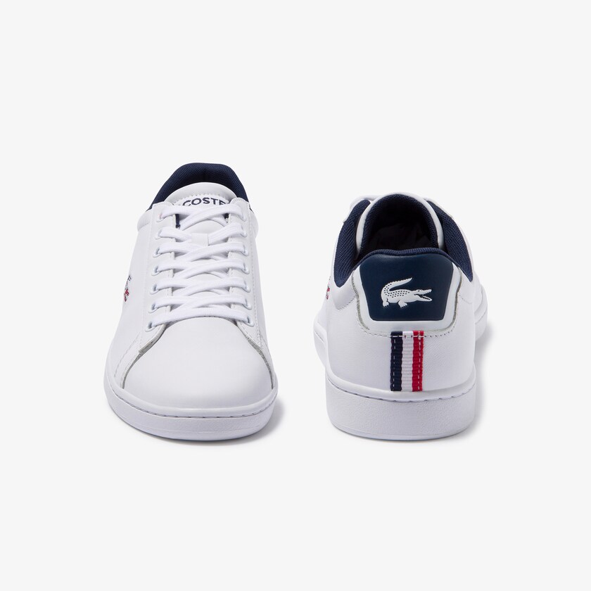 Sapatilhas Branco Azul Marinho Vermelhas Masculino Lacoste Carnaby Evo Leather and Synthetic KN2-14331N5