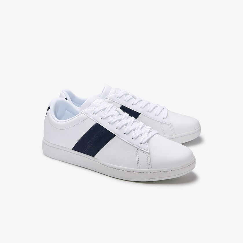 Sapatilhas Branco Azul Marinho Masculino Lacoste Carnaby Evo Pigmented Leather KJ4-48944C5