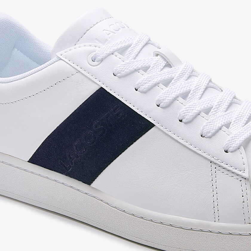 Sapatilhas Branco Azul Marinho Masculino Lacoste Carnaby Evo Pigmented Leather KJ4-48944C5