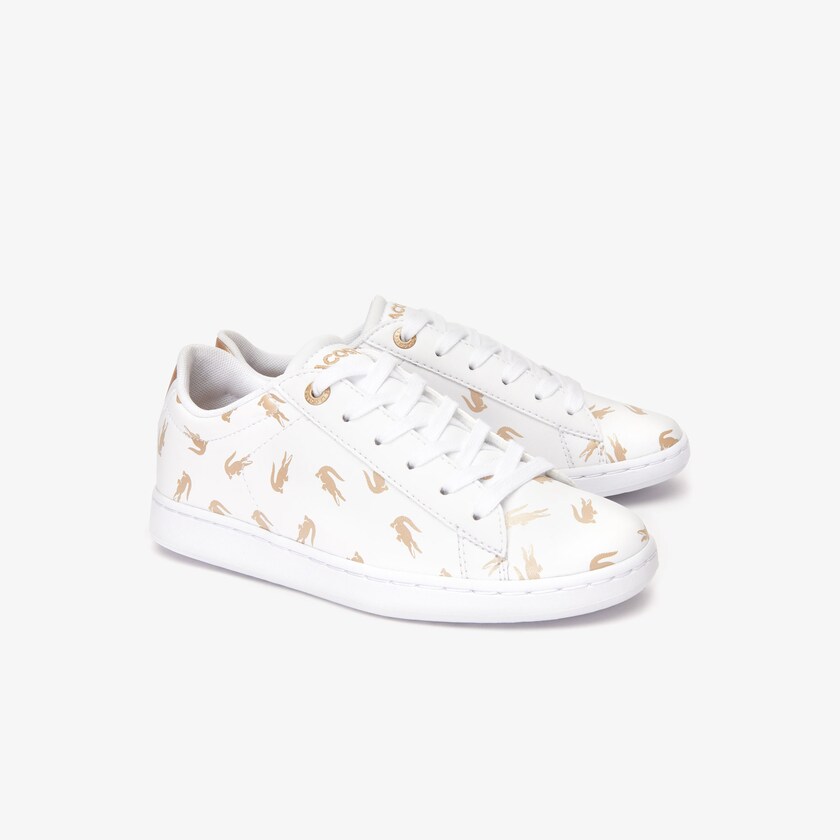 Sapatilhas Branco Douradas Criança Lacoste Carnaby Metallic Crocodile Sneaker WR5-75697M5