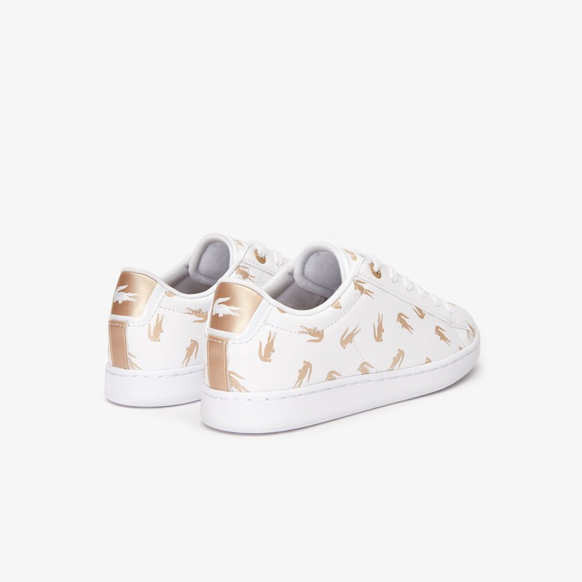 Sapatilhas Branco Douradas Criança Lacoste Carnaby Metallic Crocodile Sneaker WR5-75697M5