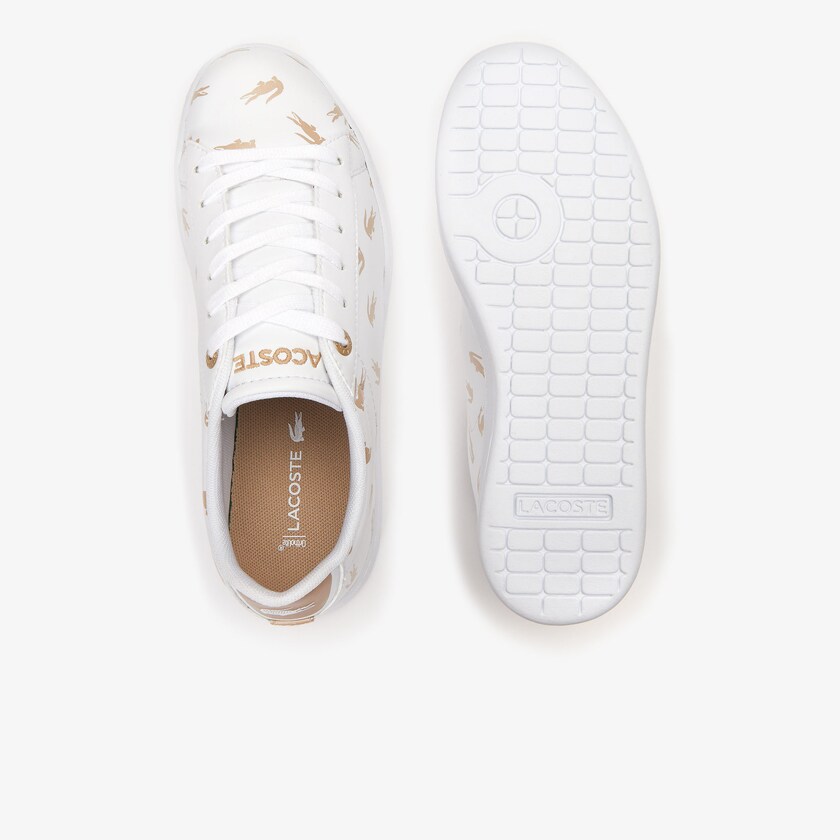 Sapatilhas Branco Douradas Criança Lacoste Carnaby Metallic Crocodile Sneaker WR5-75697M5