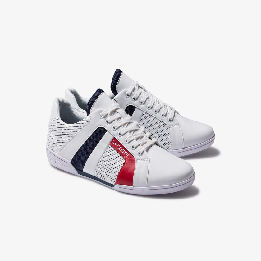 Sapatilhas Branco Azul Marinho Masculino Lacoste Chaymon Club Leather and Mesh VV9-93489J5