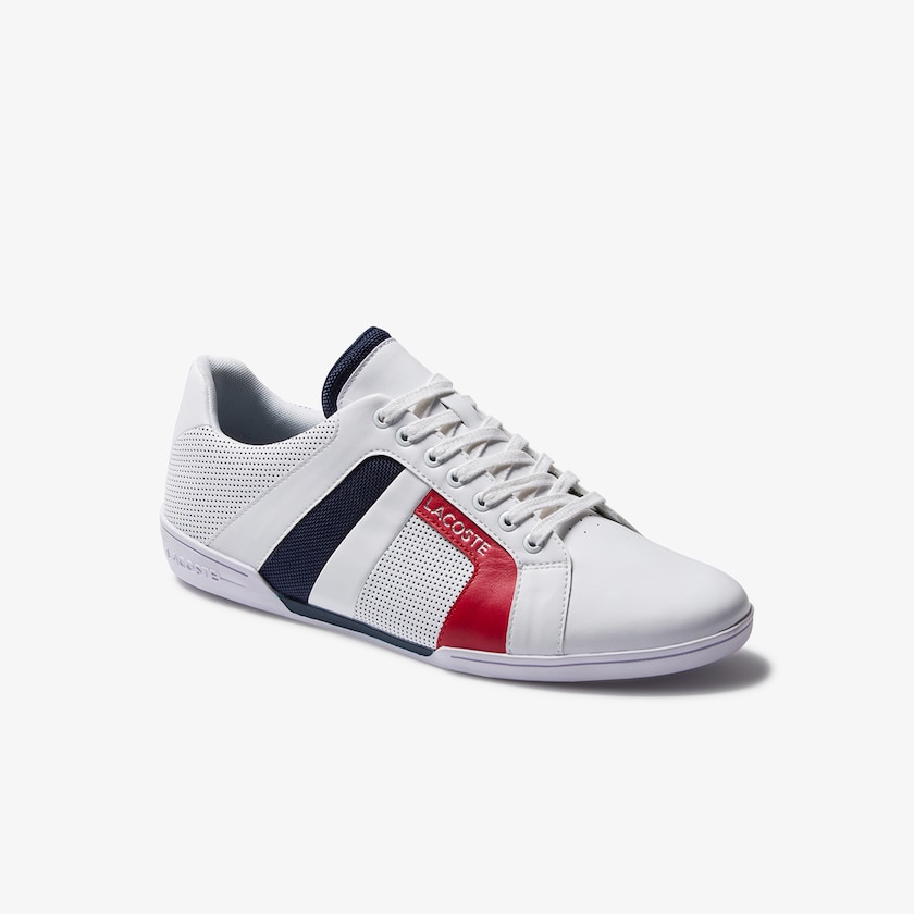 Sapatilhas Branco Azul Marinho Masculino Lacoste Chaymon Club Leather and Mesh VV9-93489J5