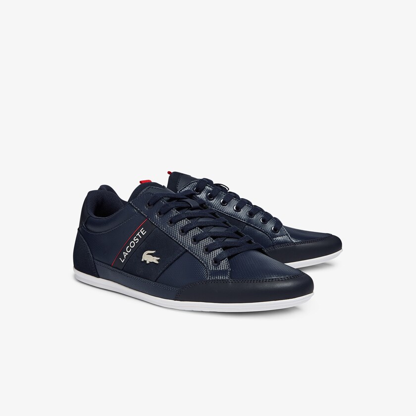 Sapatilhas Azul Marinho Branco Masculino Lacoste Chaymon Leather and Suede BU4-62116C1