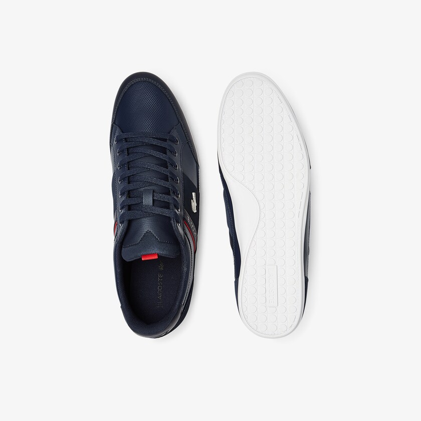 Sapatilhas Azul Marinho Branco Masculino Lacoste Chaymon Leather and Suede BU4-62116C1