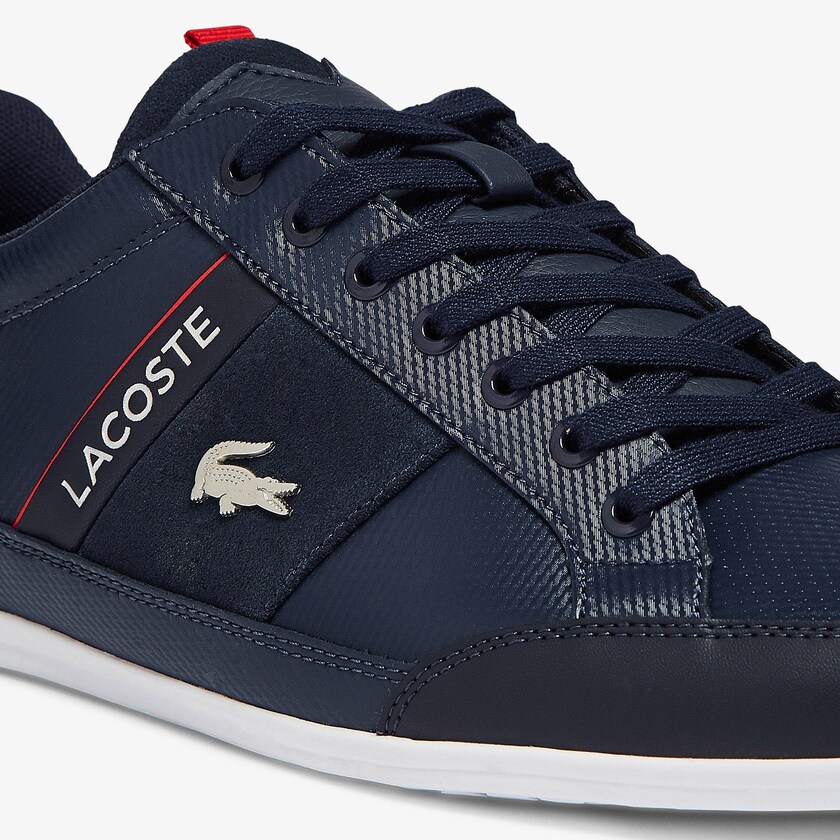 Sapatilhas Azul Marinho Branco Masculino Lacoste Chaymon Leather and Suede BU4-62116C1