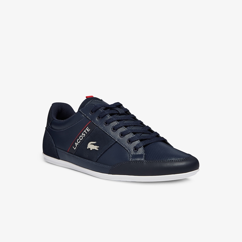 Sapatilhas Azul Marinho Branco Masculino Lacoste Chaymon Leather and Suede BU4-62116C1