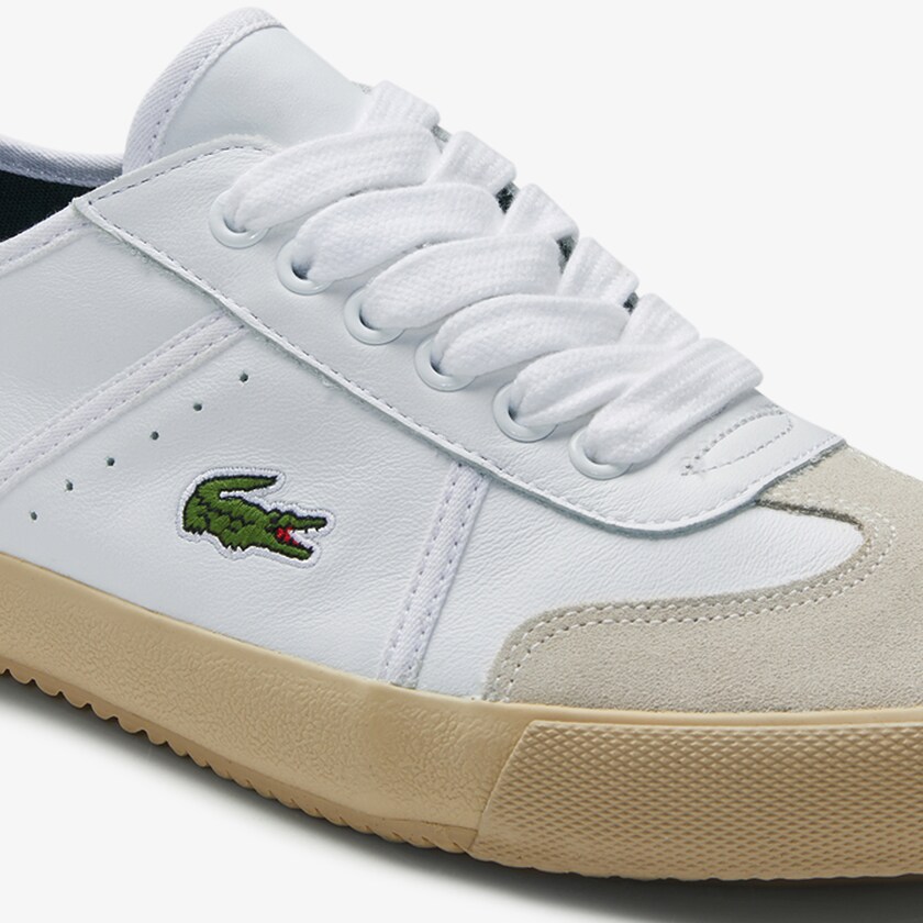 Sapatilhas Branco Branco Feminino Lacoste Contest Leather and Suede OY7-11571G9