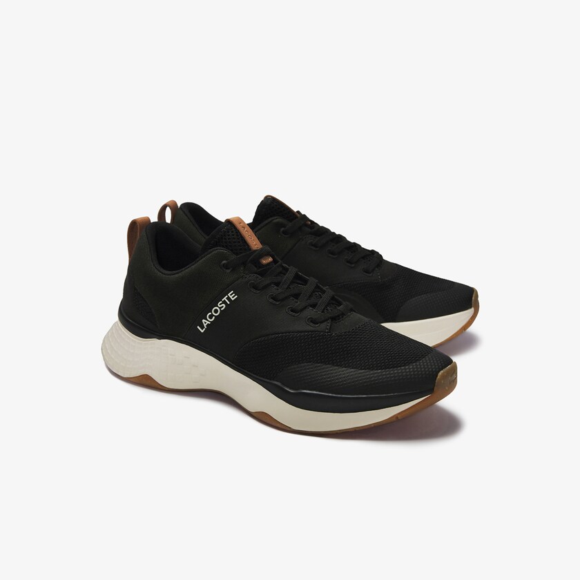Sapatilhas Pretas Branco Masculino Lacoste Court-Drive Plus Colourblock Textile ZO6-51695B6
