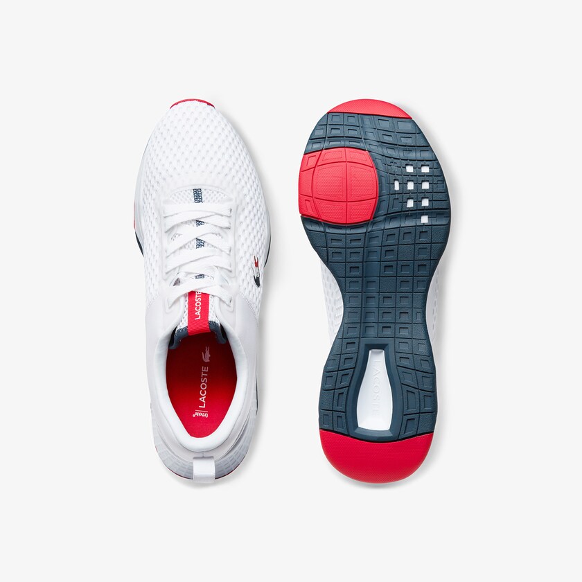 Sapatilhas Branco Azul Marinho Vermelhas Masculino Lacoste Court-Drive Textured Textile NW6-81278X8