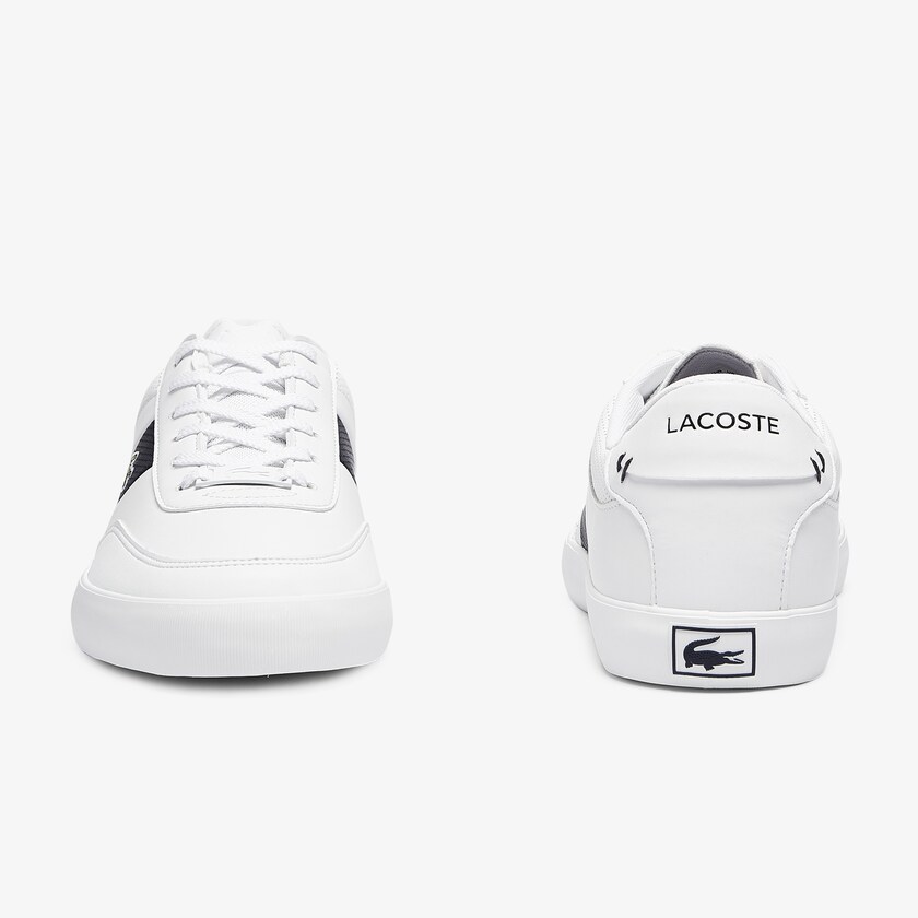 Sapatilhas Branco Azul Marinho Masculino Lacoste Court-Master Leather and Synthetic Perforated MV6-36553H9