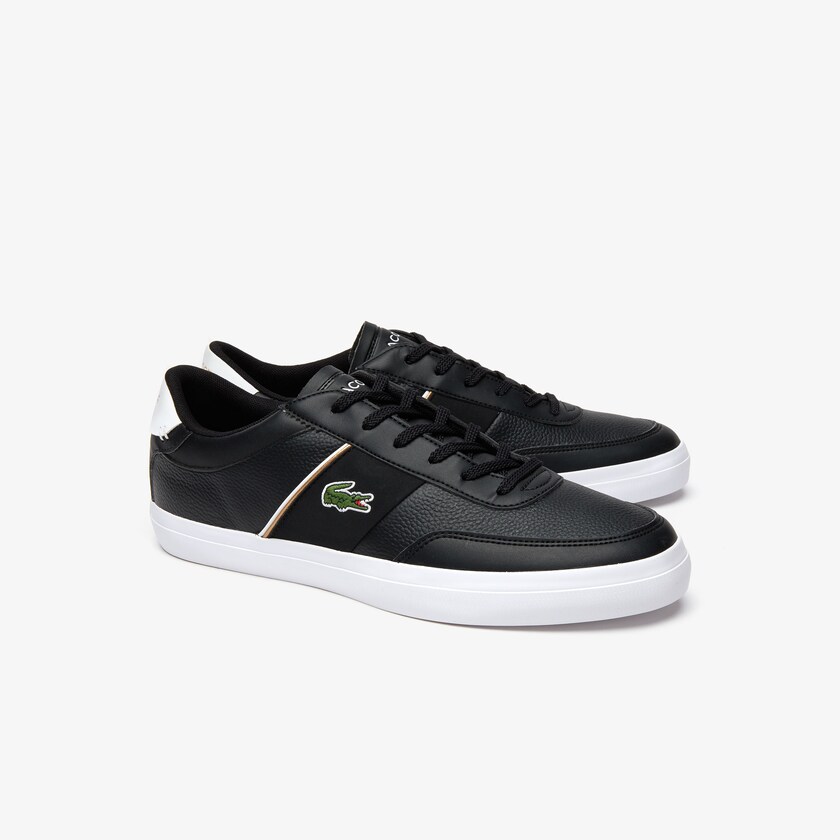 Sapatilhas Pretas Branco Masculino Lacoste Court-Master Tumbled Leather PV8-82138U9