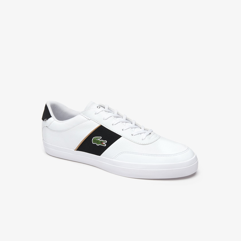 Sapatilhas Branco Pretas Masculino Lacoste Court-Master Tumbled Leather KX4-86958L2