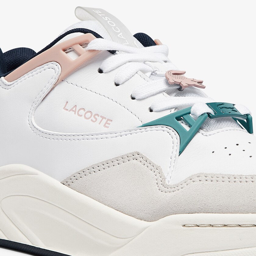 Sapatilhas Branco Rosa Feminino Lacoste Court Slam Synthetic and Leather OQ3-00730P7