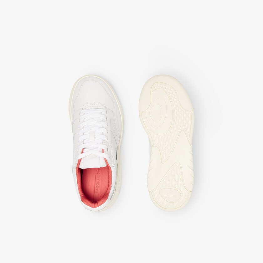 Sapatilhas Branco Bege Feminino Lacoste Game Advance Luxe Leather GC5-72387G5