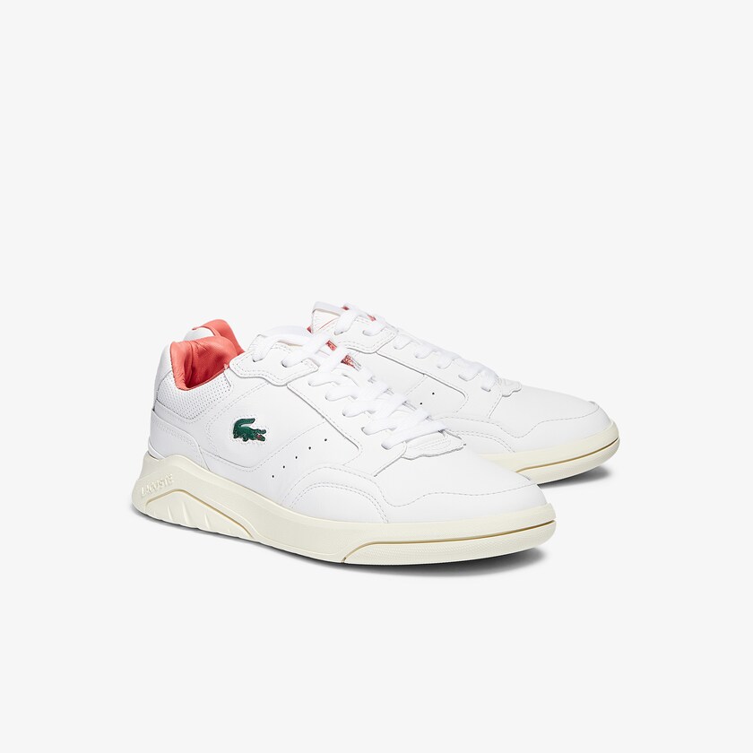 Sapatilhas Branco Rosa Masculino Lacoste Game Advance Luxe Leather and Suede UB8-73737A4