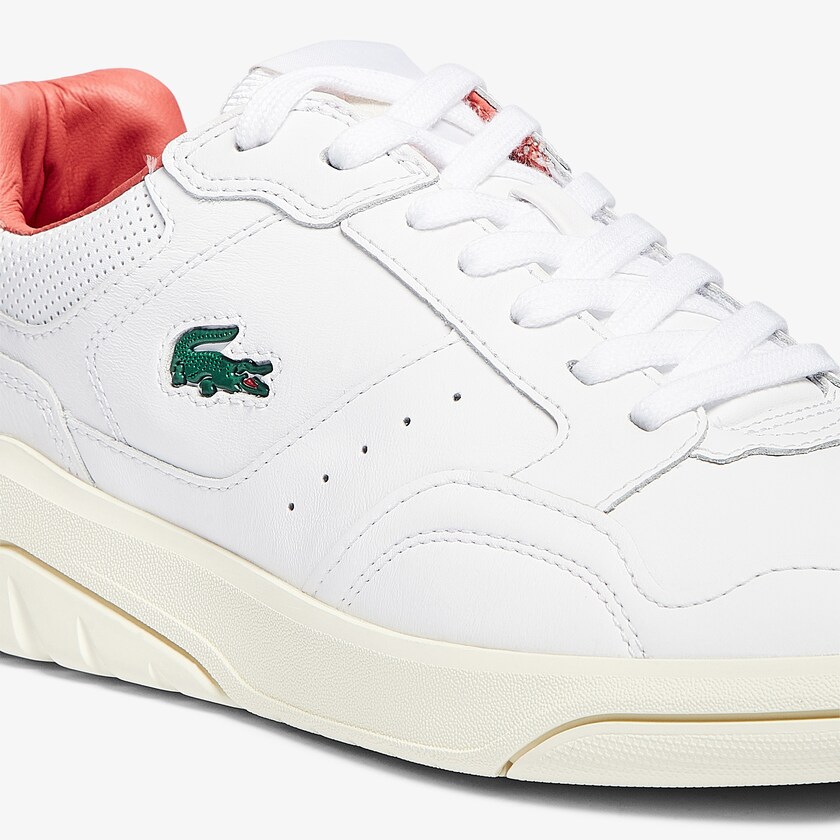 Sapatilhas Branco Rosa Masculino Lacoste Game Advance Luxe Leather and Suede UB8-73737A4
