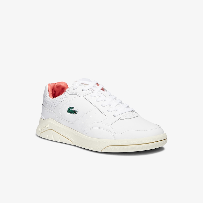 Sapatilhas Branco Rosa Masculino Lacoste Game Advance Luxe Leather and Suede UB8-73737A4