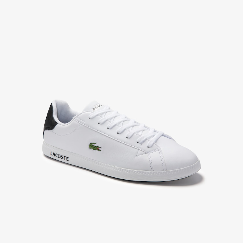 Sapatilhas Branco Pretas Masculino Lacoste Graduate Leather HI9-72697Y7