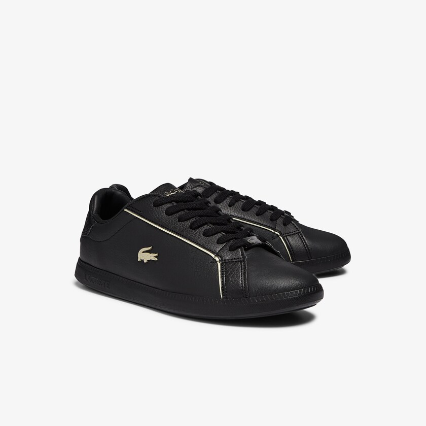 Sapatilhas Pretas Feminino Lacoste Graduate Leather Metallic Detailing XQ5-24242G5