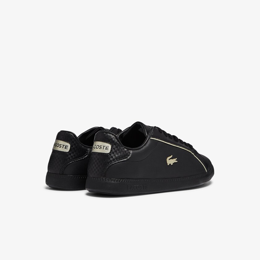 Sapatilhas Pretas Feminino Lacoste Graduate Leather Metallic Detailing XQ5-24242G5